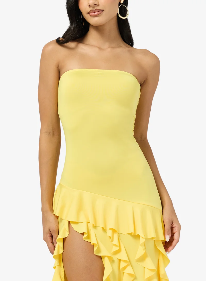 Ginger  Bandeau Waterfall Ruffle Dropwaist Dress for Women | Best Price UAE